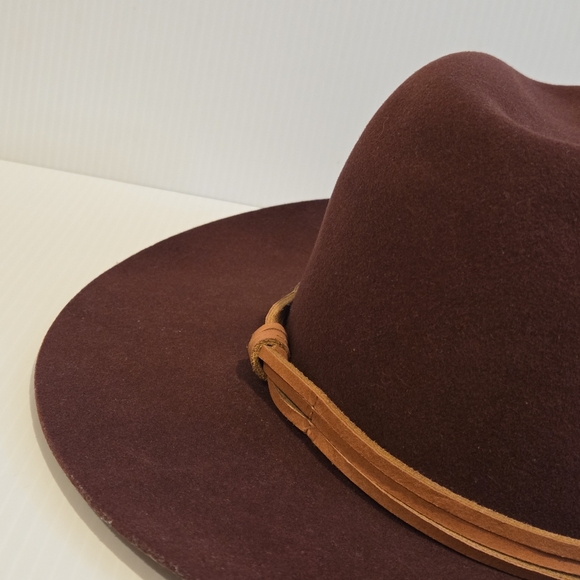 Goorin Bros Wide Brim Burgundy Wool Fedora Hat Large Leather Band Classy Classic - Picture 7 of 16